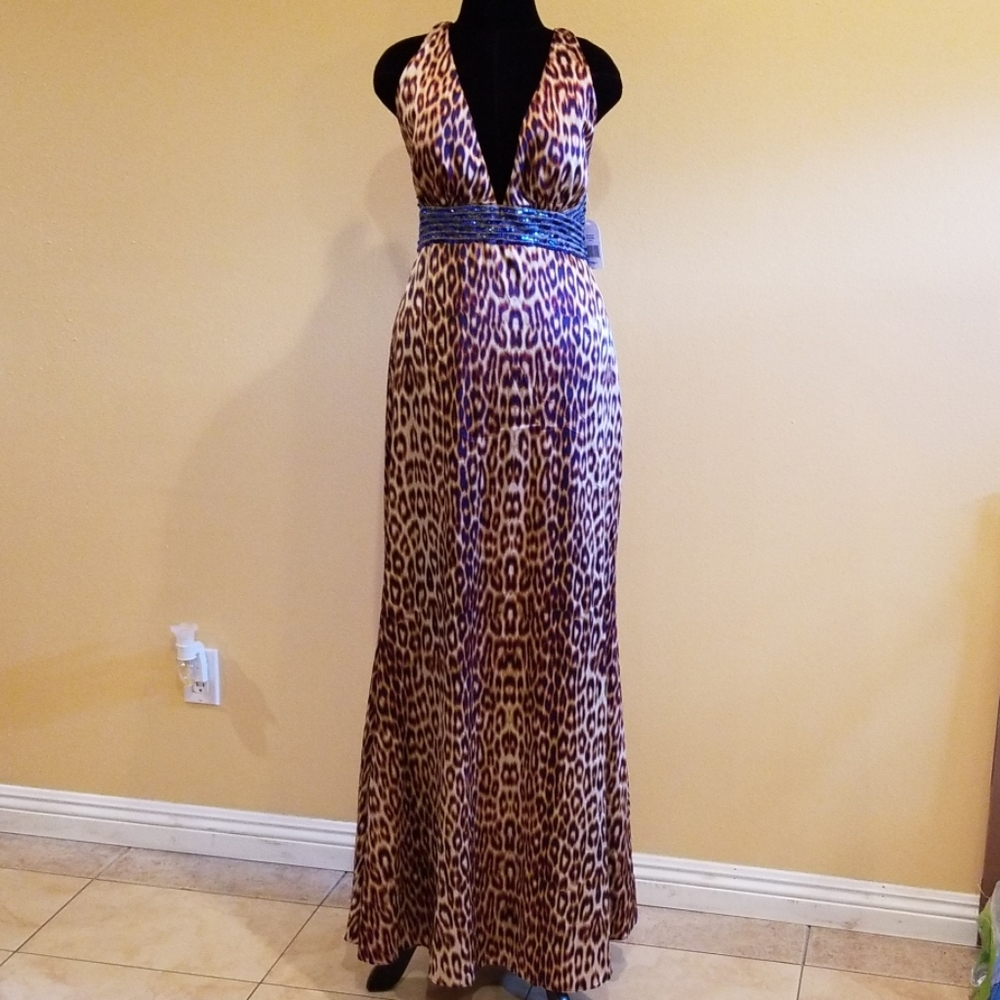 Jessica Simpson Leopard Beaded Gown Size 12